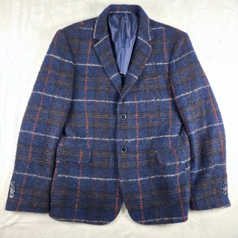 Exibit la Sartoria Sport Coat 42 Blue Windowpane Check Made in Italy Old Money